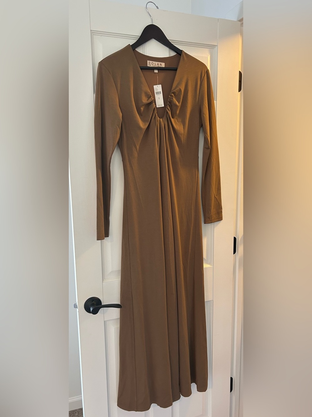 Dolan left coast long-sleeve plunge knit maxi dress